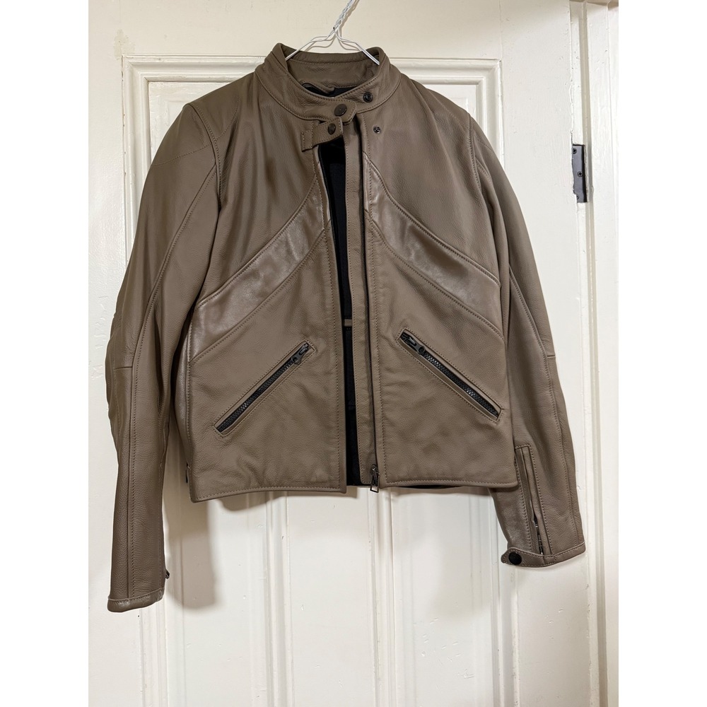 Dainese Womens Leather Motorcycle Riding Jacket Taupe Brown Size 44‎ IT